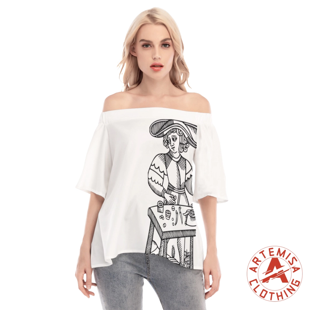Blusa Blanca Mangas Acampanadas y Hombros Descubiertos El Mago