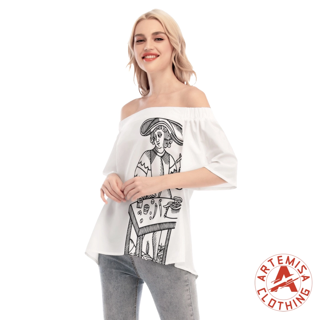 Blusa Blanca Mangas Acampanadas y Hombros Descubiertos El Mago - Image 2