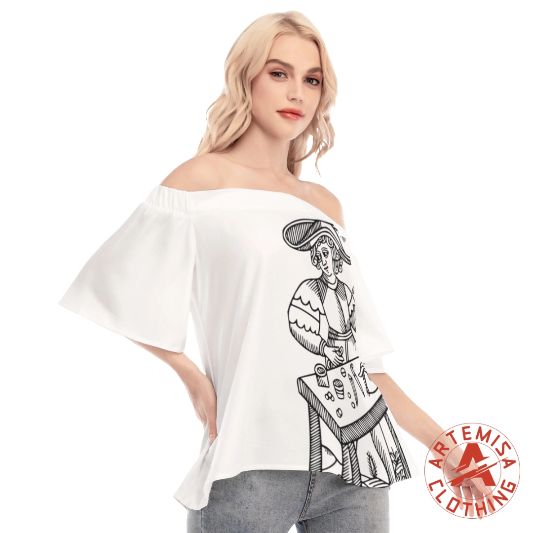 Blusa Blanca Mangas Acampanadas y Hombros Descubiertos El Mago - Image 3