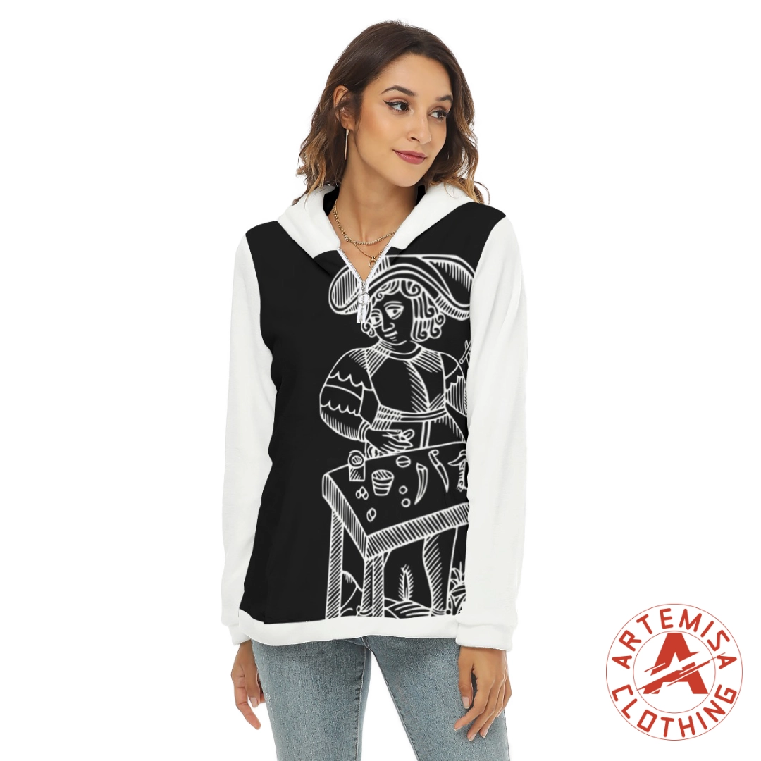 Sudadera con Capucha Forro Polar Borg El Mago Negra Mangas Blancas