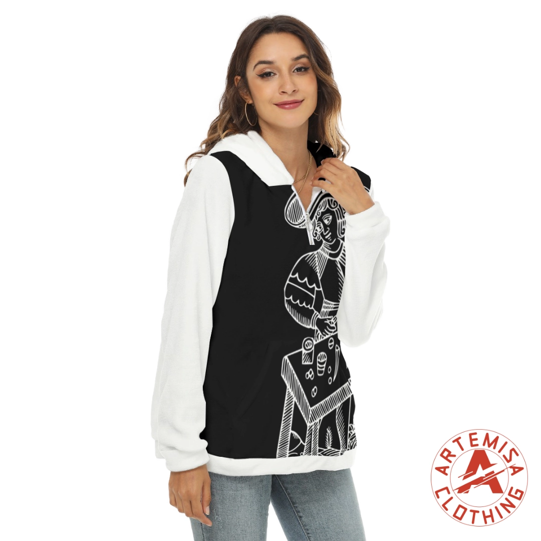 Sudadera con Capucha Forro Polar Borg El Mago Negra Mangas Blancas - Image 3