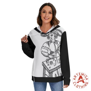 Sudadera con Capucha Forro Polar El Mago Blanca Mangas Negras