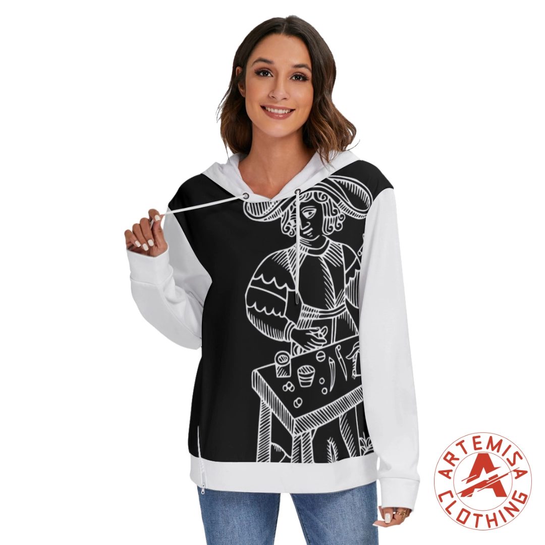 Sudadera con Capucha Forro Polar El Mago Negra Mangas Blancas