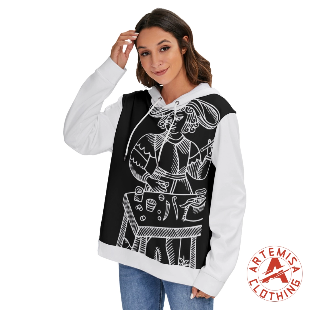 Sudadera con Capucha Forro Polar El Mago Negra Mangas Blancas - Image 2