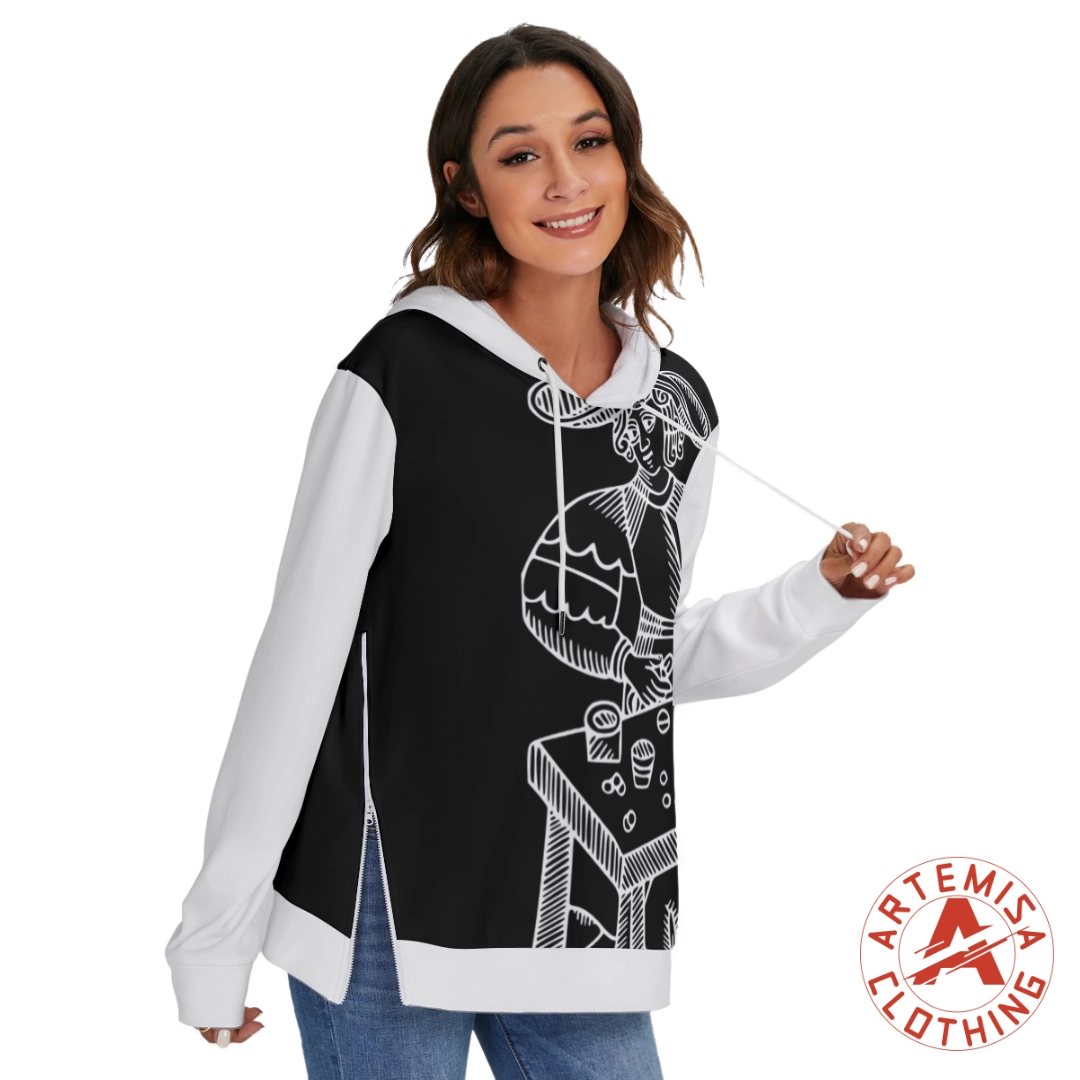 Sudadera con Capucha Forro Polar El Mago Negra Mangas Blancas - Image 3