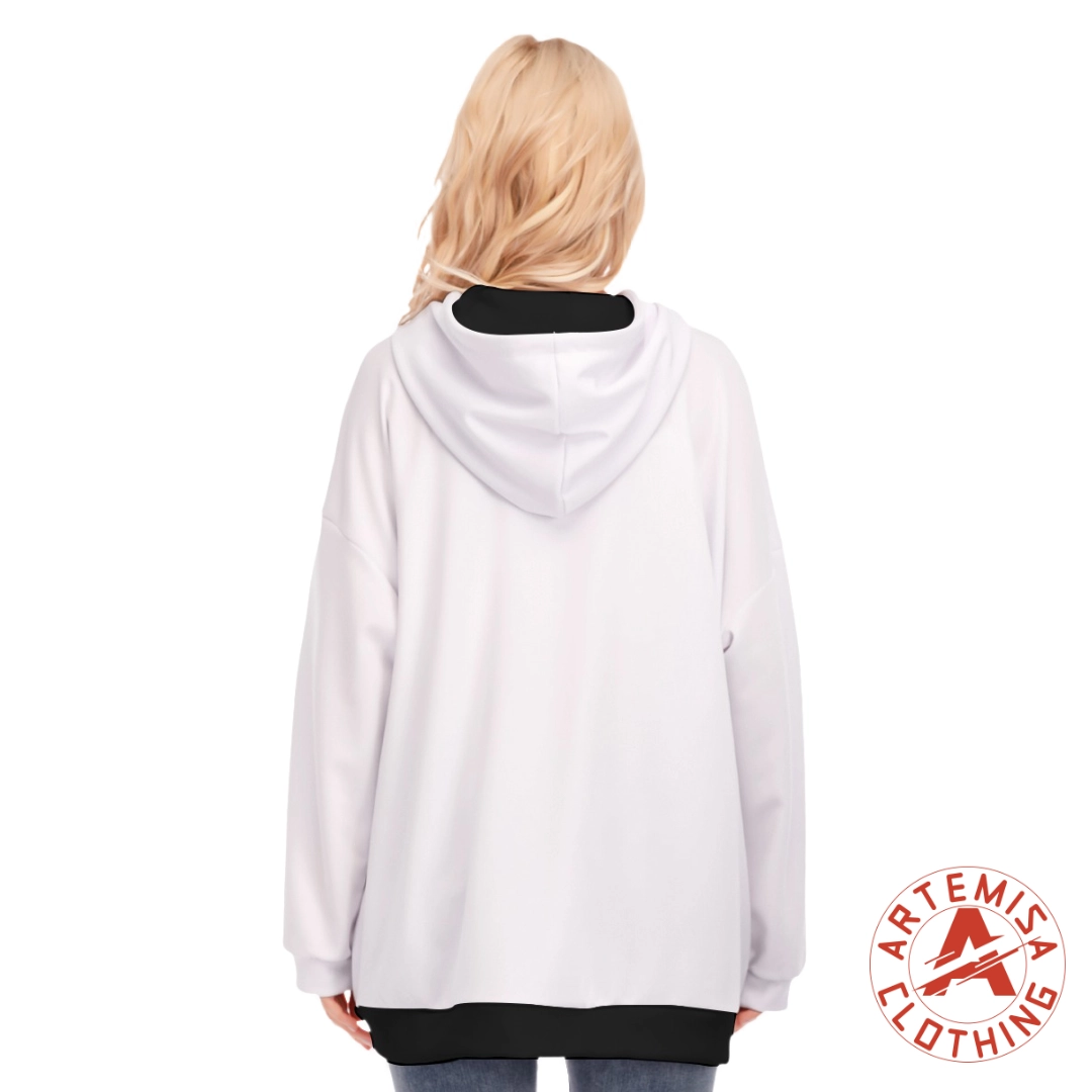 Sudadera de Cremallera con Capucha La Papisa Blanca Cuello Negro - Image 4