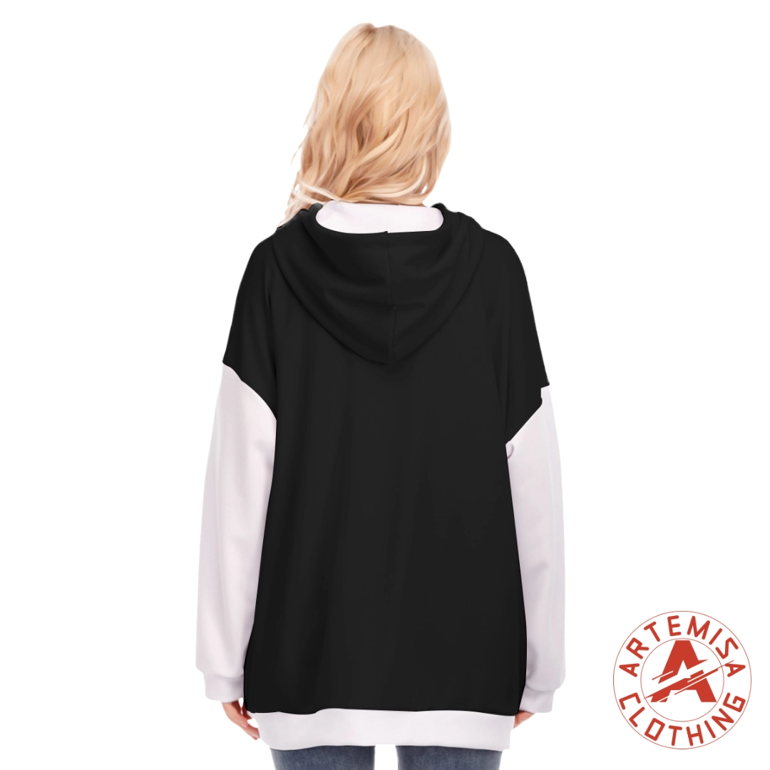Sudadera de Cremallera con capucha negra mangas blancas el mago