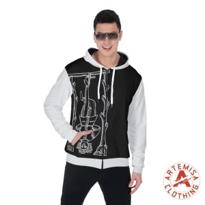 Sudadera de Cremallera y Capucha El Colgado Negra Mangas Blancas