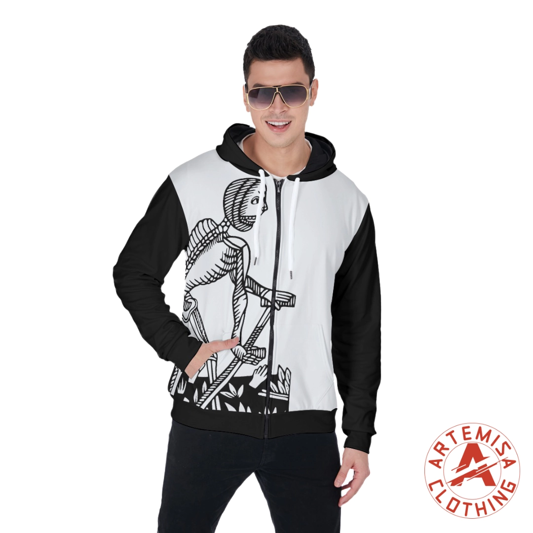 Sudadera de Cremallera y Capucha La Muerte Blanca Mangas Negras