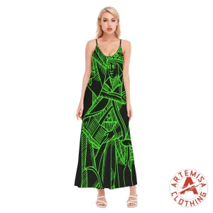 Vestido Largo Negro La Sacerdotisa Verde Integral