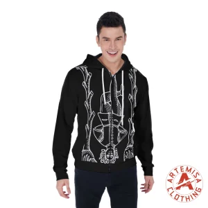 Sudadera Micropolar de Cremallera y Capucha El Ahorcado Negra