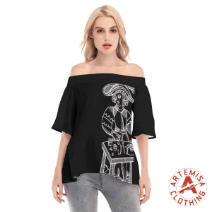 Blusa Negra Mangas Acampanadas y Hombros Descubiertos El Mago