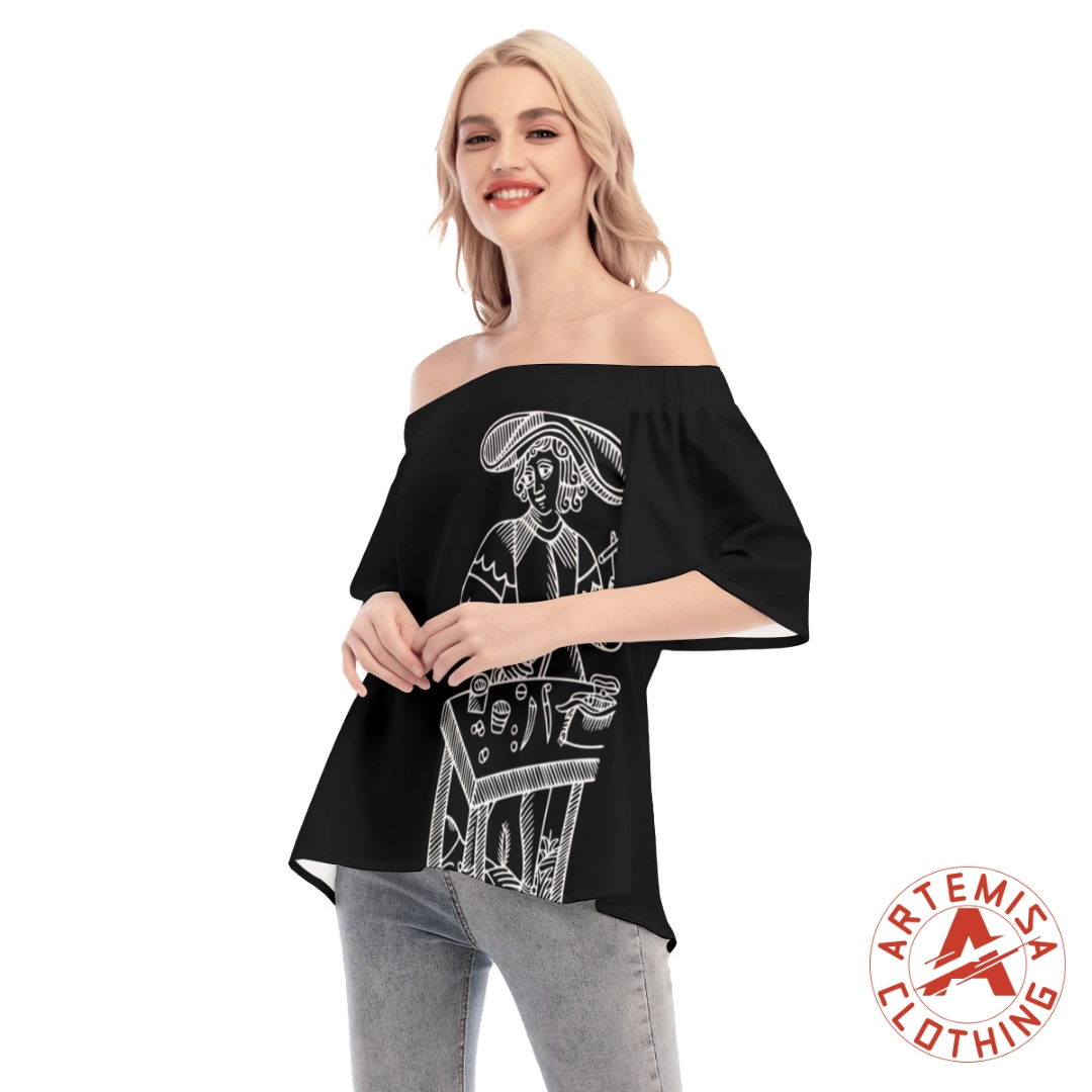 Blusa Negra Mangas Acampanadas y Hombros Descubiertos El Mago - Image 2