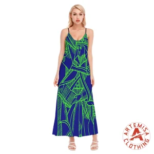 Vestido Largo Azul La Sacerdotisa Verde Integral