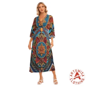 Vestido Mandala Mangas Tres Cuartos