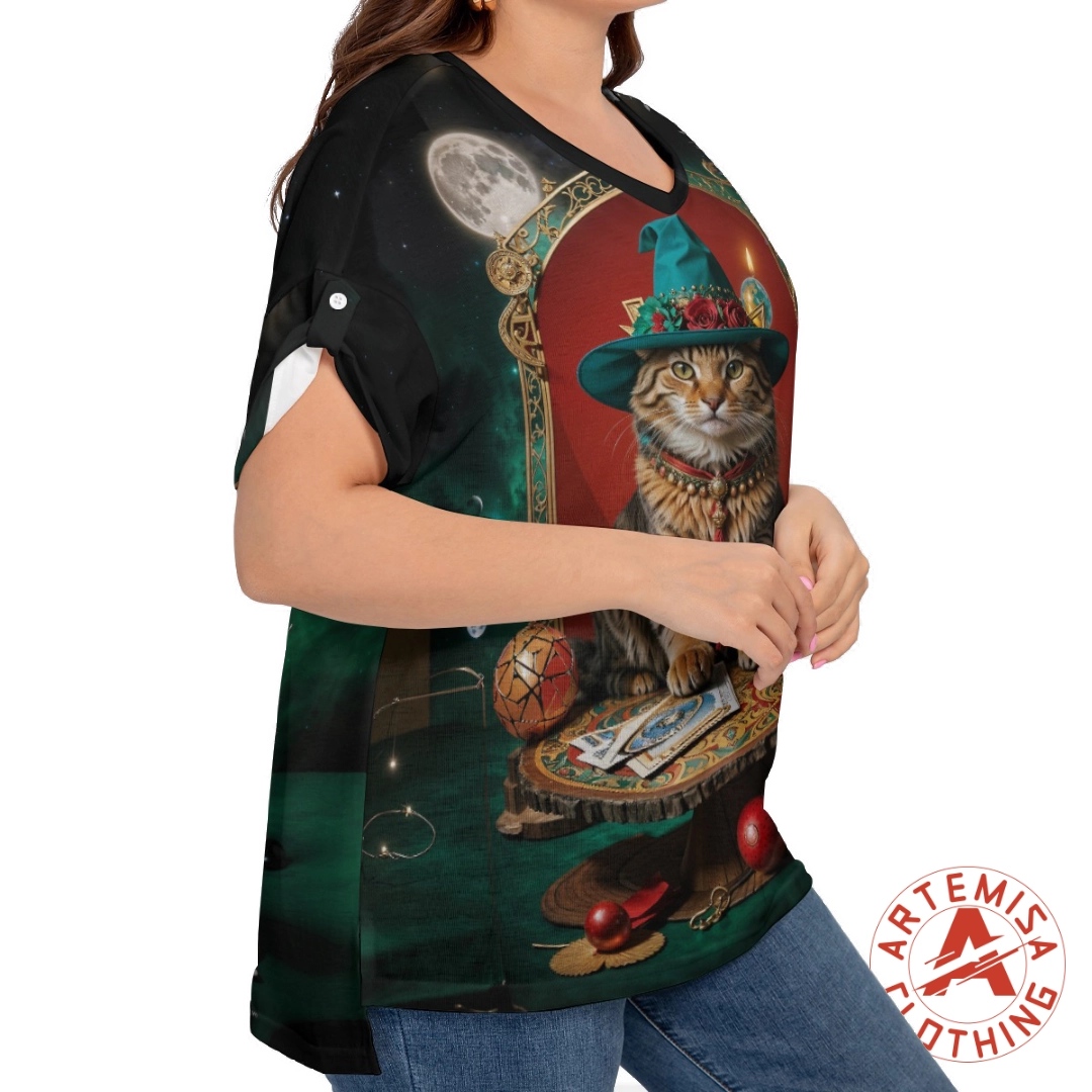Camiseta Plus Size Gato Tarotista Integral - Image 2