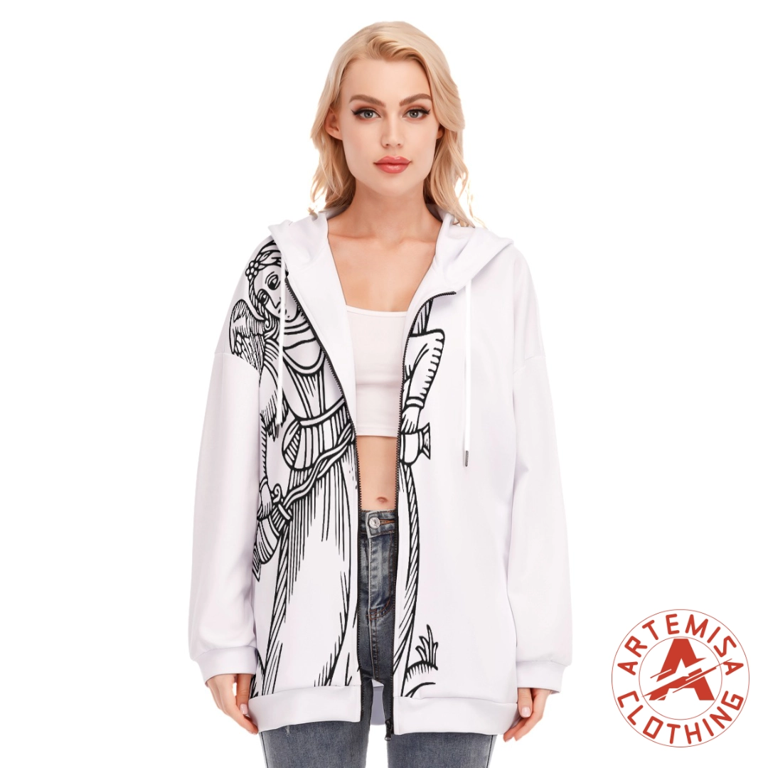 Sudadera de Cremallera con capucha La Templanza Blanca