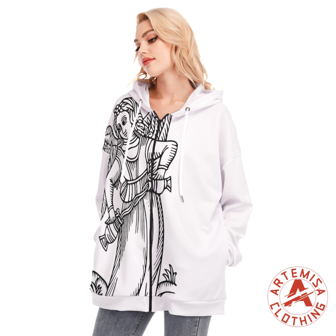 Sudadera de Cremallera con capucha La Templanza Blanca - Image 3