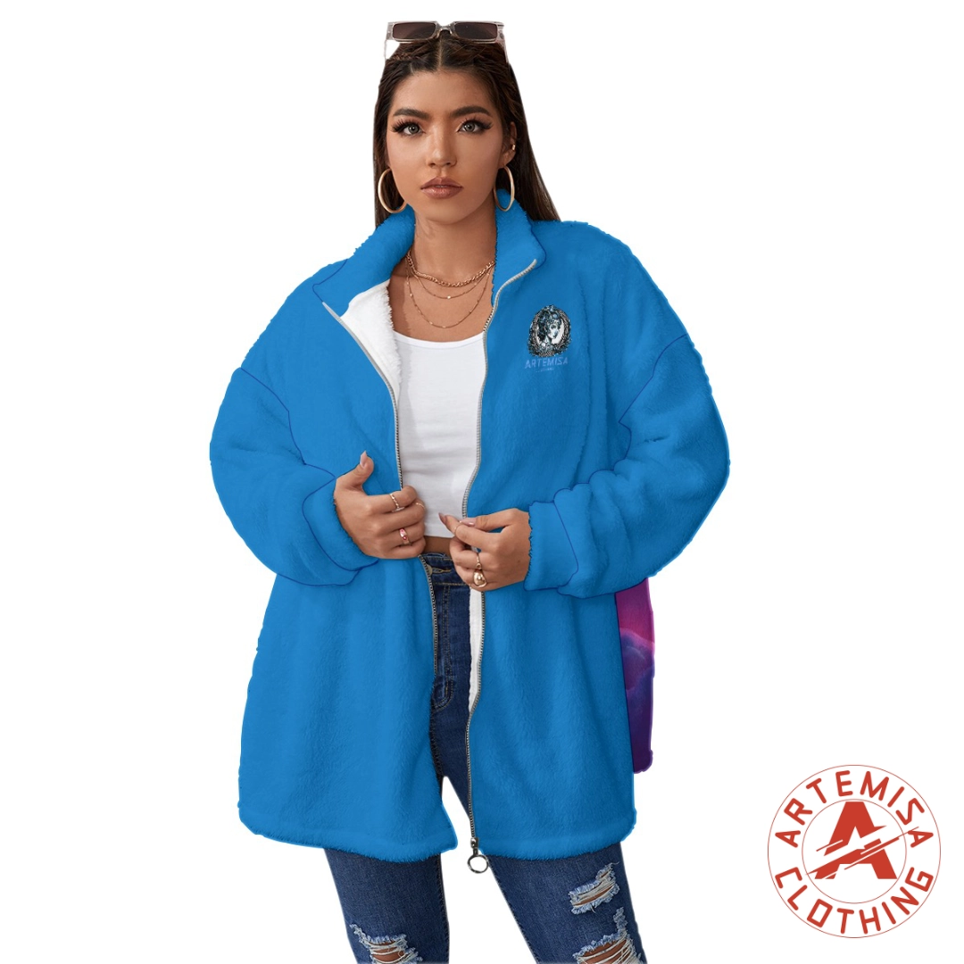 Abrigo de cuello alto de borreguito unisex Azul Angel - Image 2