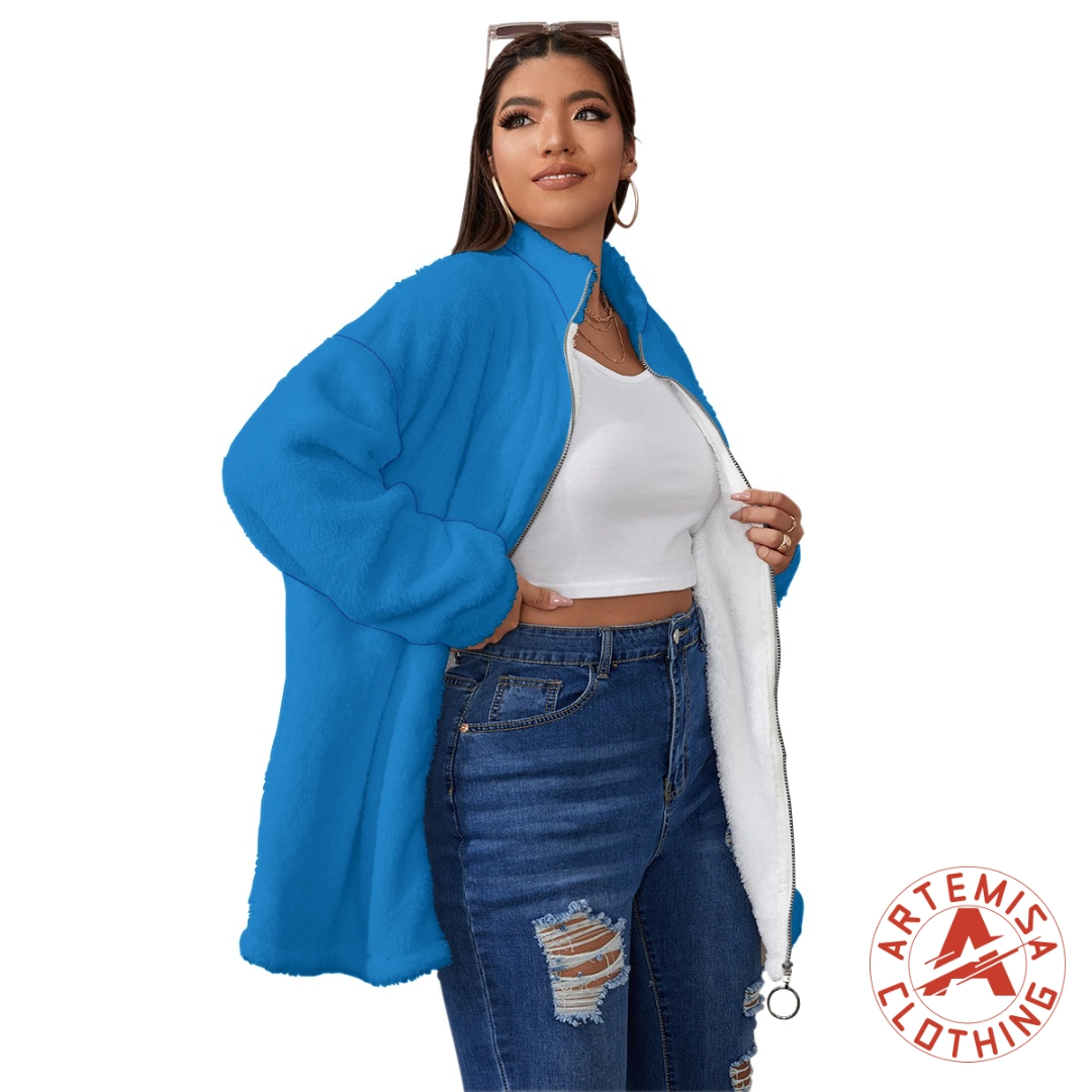Abrigo de cuello alto de borreguito unisex Azul Angel - Image 4